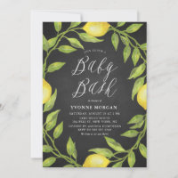 Lemon Greenery Wreath Chalkboard Baby Shower Bash