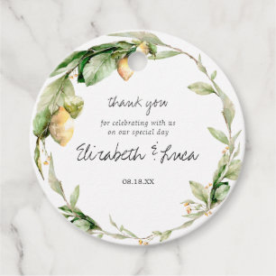 Lemon Greenery Wreath Wedding Thank You Favour Tags