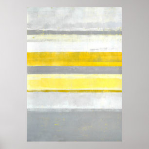 'Lemon' Grey and Yellow Abstract Art Poster Print