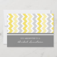 Lemon Grey Chevron Bridal Lunch Invitation Cards