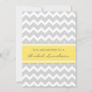 Lemon Grey Chevron Bridal Lunch Invitation Cards