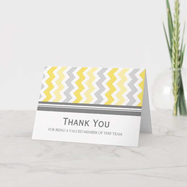 Lemon Grey Chevron Employee Appreciation Card (Front)