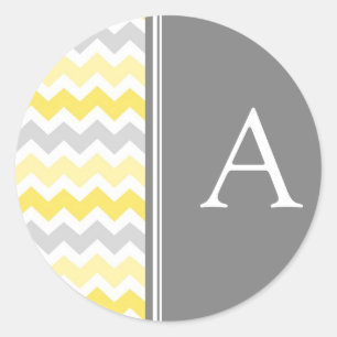 Lemon Grey Chevrons Monogram Envelope Seal