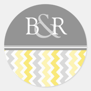 Lemon Grey Chevrons Monogram Envelope Seal