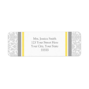 Lemon Grey Damask Custom Return Address Labels