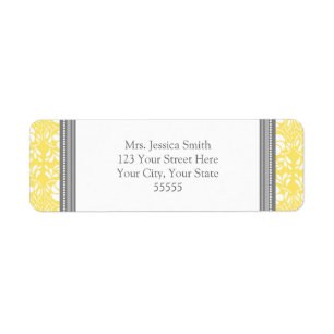 Lemon Grey Damask Custom Return Address Labels
