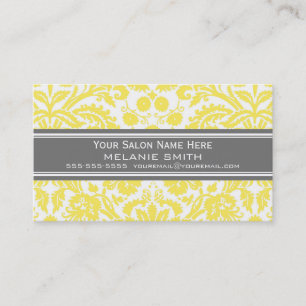 Lemon Grey Damask Salon Appointment Cards