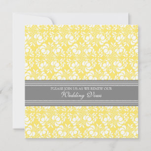 Lemon Grey Damask Wedding Vow Renewal Invitations