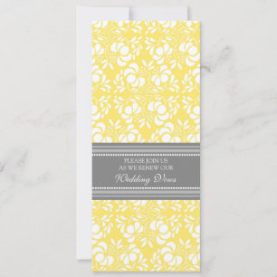Lemon Grey Damask Wedding Vow Renewal Invitations
