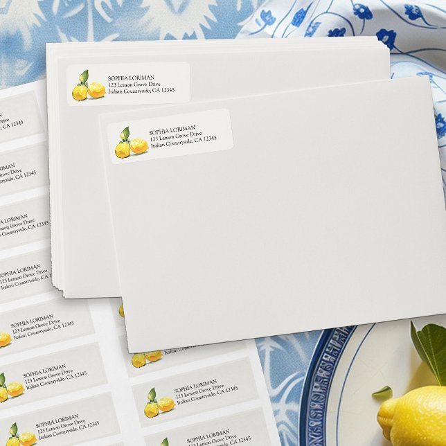 Lemon Grove Fruit Lemons on Cream Return Address (Return Address Labels from the Lemon Grove Wedding Collection by Darling & May)