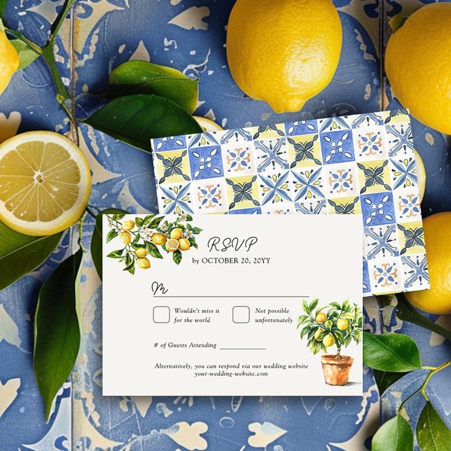 Lemon Grove Italian Inspired Countryside Wedding RSVP Card (Wedding RSVP Card from the Lemon Grove Wedding Collection by Darling & May)