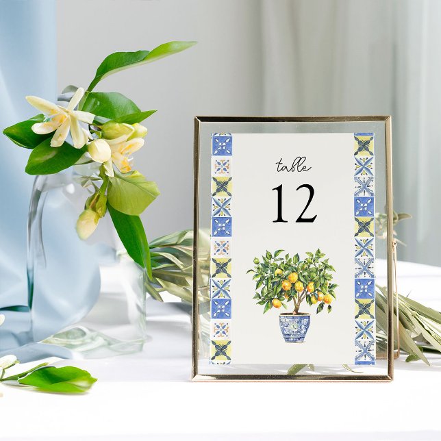 Lemon Grove Italian Inspired Wedding Table Number (Wedding Table Number from the Lemon Grove Wedding Collection by Darling & May)