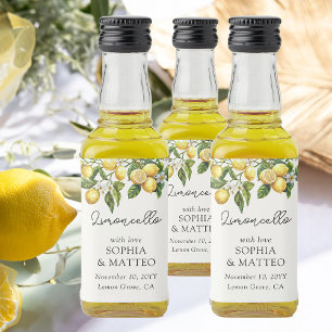 Lemon Grove Italian Wedding Limoncello Favour Liquor Bottle Label