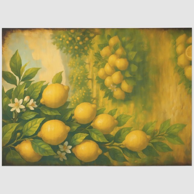Lemon Grove Orchard Decoupage Tissue Paper (Front)
