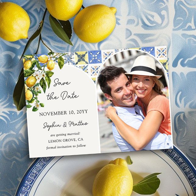 Lemon Grove Photo Italian Countryside Wedding Save The Date (Save the Date Invitation with Photo from the Lemon Grove Wedding Collection by Darling & May)