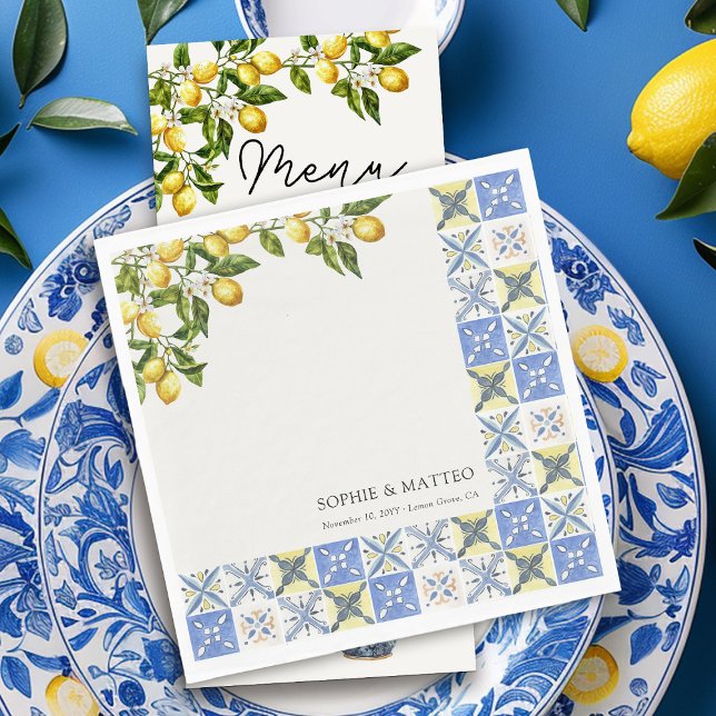 Lemon Grove Rustic Italian Themed Wedding Napkin (Wedding napkins from the Lemon Grove wedding collection by Darling & May)