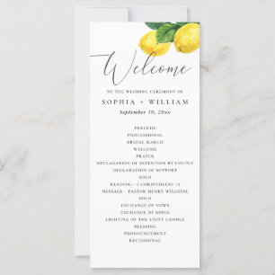 Lemon Grove Wedding Program   Citrus Ceremony