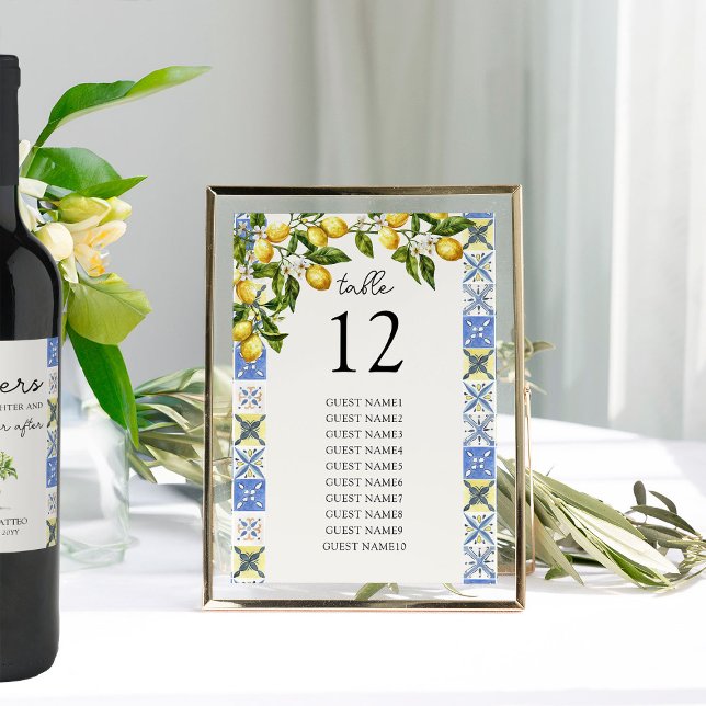 Lemon Grove Wedding Table Number Seating Chart (Table Number Seating Sign from the Lemon Grove Wedding Collection by Darling & May)
