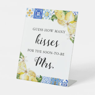 Lemon Guess How Many Kisses Bridal Shower Game Pedestal Sign
