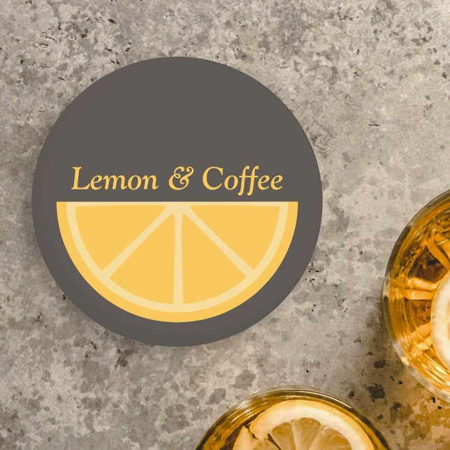 Lemon Half-Slice  Round Paper Coaster (Lemon Half-Slice Coaster)