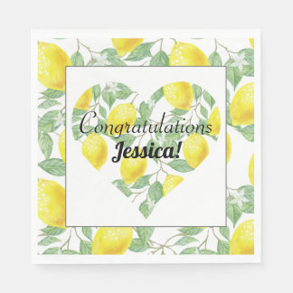 Lemon Heart Main Squeeze Theme Bridal Shower Napkin