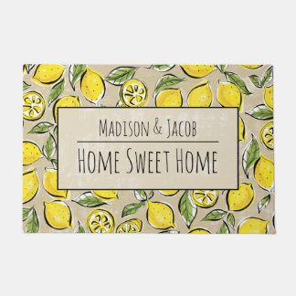 Lemon Home Sweet Home Custom 24" x 36" Door Mat