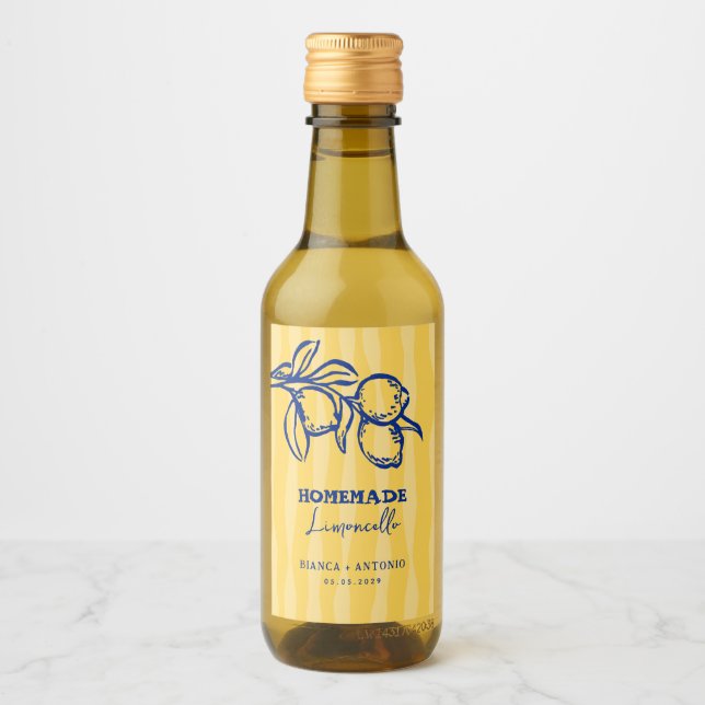 Lemon Homemade Limoncello Italian Wedding Favor Wine Label (Front)