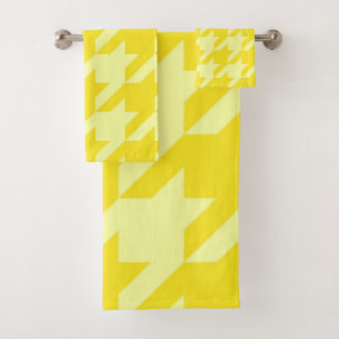 Lemon Houndstooth Bath Towel Set