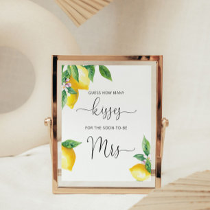 Lemon how many kisses bridal shower game poster
