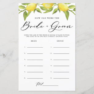 Lemon How Old Were the Bride and Groom Game