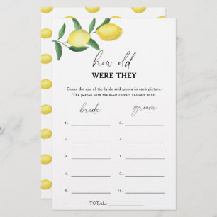 Lemon - How old were they bridal game