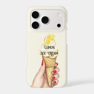 Lemon Ice Cream Cone Hands Red Nail Polish