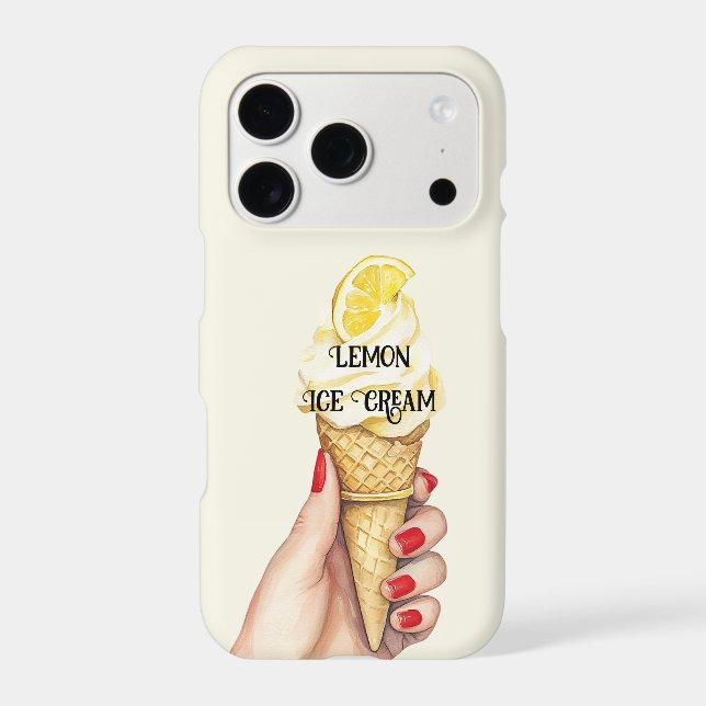 Lemon Ice Cream Cone Hands Red Nail Polish (Back)