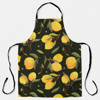 Lemon Illustration: Handpainted Seamless Pattern. Apron