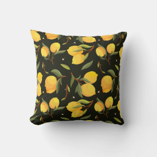 Lemon Illustration: Handpainted Seamless Pattern. Cushion