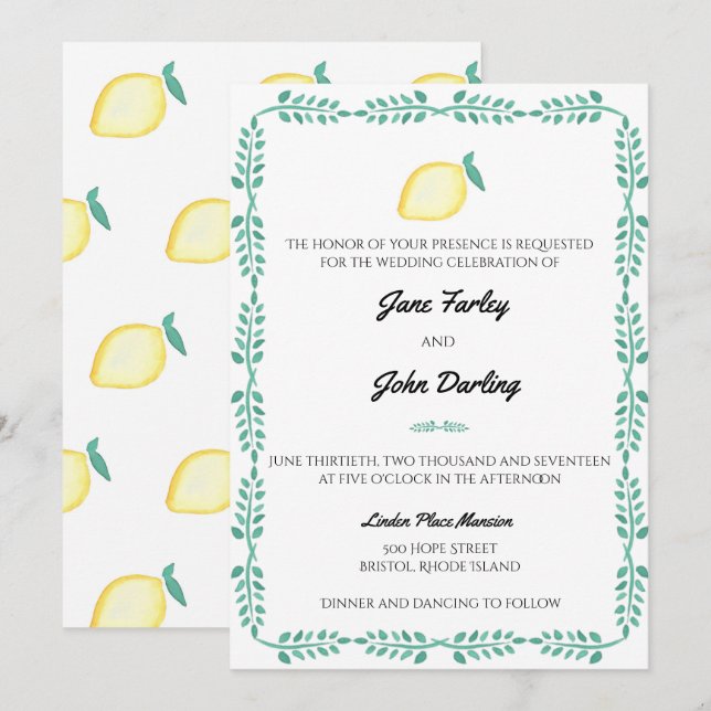 Lemon invitation (Front/Back)