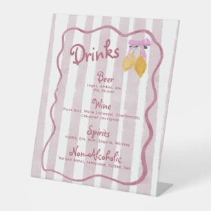 Lemon Italian Baby Girl Shower Drinks Menu Pedestal Sign