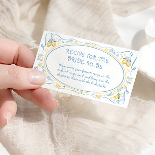 Lemon Italian Bidal Shower Recipe for the Bride En Enclosure Card
