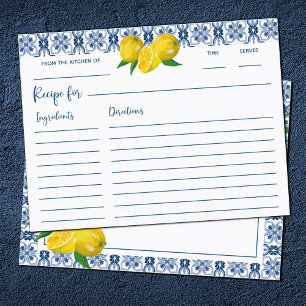 Lemon Italian Blue Tile Bridal Shower Recipe