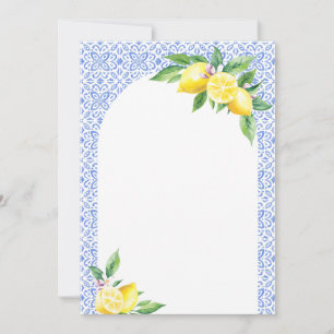 Lemon Italian Blue Tile Positano Blank Card