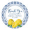Lemon Italian Blue Tile Wedding Thank You Sticker