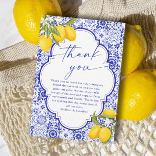 Lemon Italian Main Squeeze Bridal Shower Thank You Card