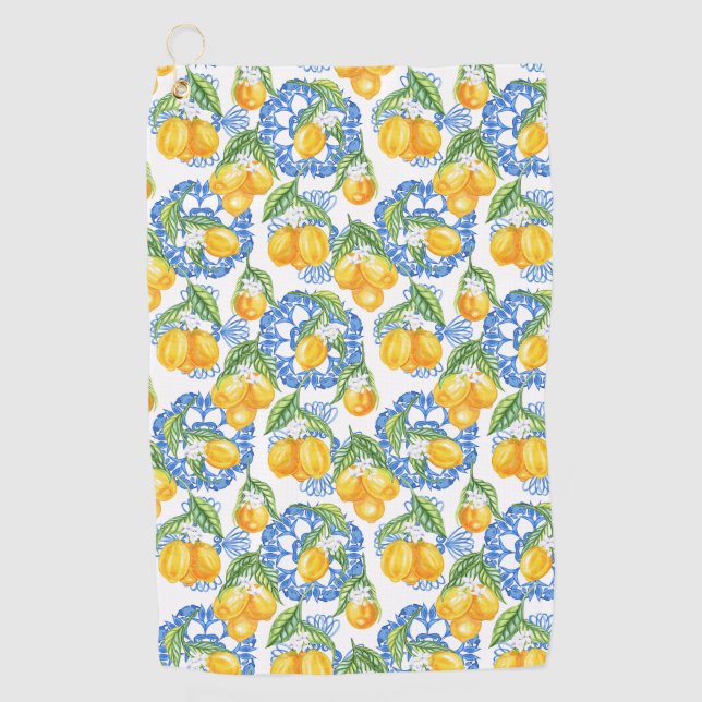 Lemon Italian print classic Amalfi coast  Golf Towel (Front)