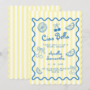 Lemon italian Whimsical Doodle bridal shower Invitation