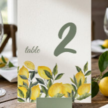 Lemon Italy Personalised Table Number Sign