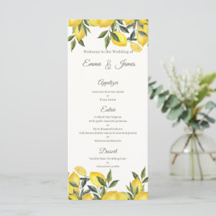 Lemon Italy Personalised Wedding Menu Card