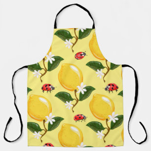 Lemon Ladybug: Tropical Yellow Pattern. Apron