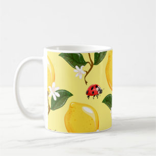 Lemon Ladybug: Tropical Yellow Pattern. Coffee Mug