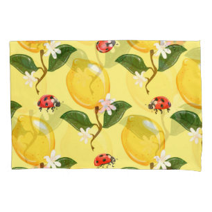Lemon Ladybug: Tropical Yellow Pattern. Pillowcase