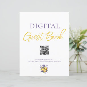 Lemon Lavender Digital Guest Book QR Code Sign